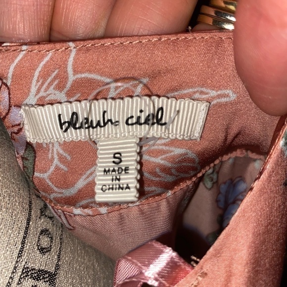 2/$30 Bleuh Ciel Pink Floral Asian Kimono Style Duster Cardigan w Tie Size Small - Picture 3 of 4